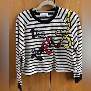 Red Valentino “the lover” Striped Graphic top